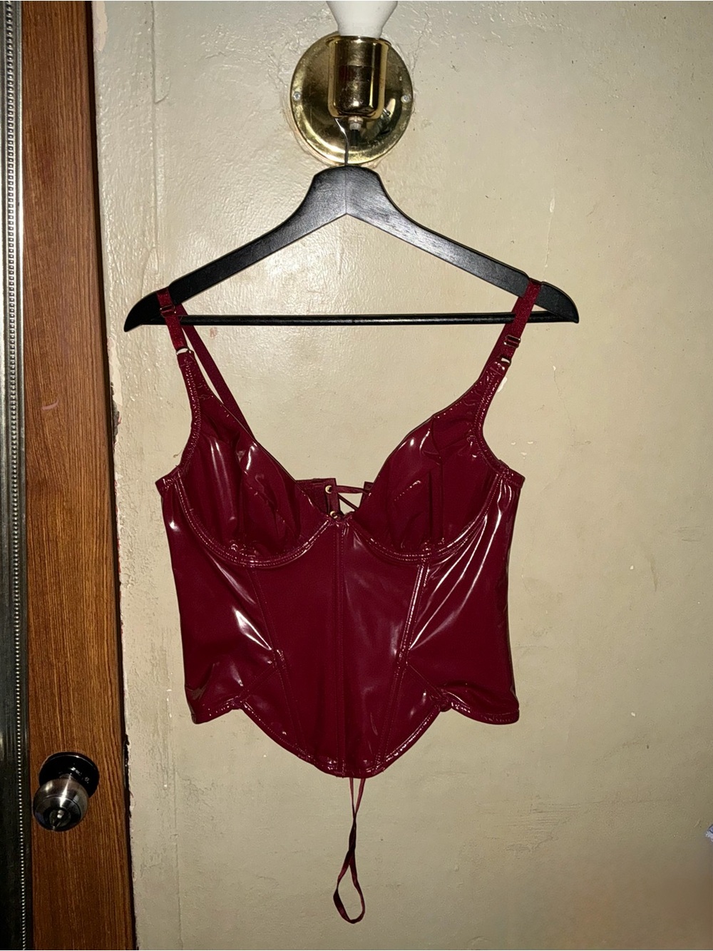 Victoria's Secret Burgundy Faux Leather Corset Camisole